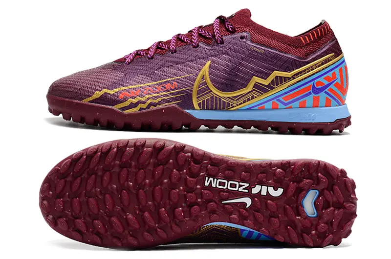 Kylian Mbappé x Nike Air Zoom Mercurial Vapor 15 Elite TF - Maroon/Gold/Blue