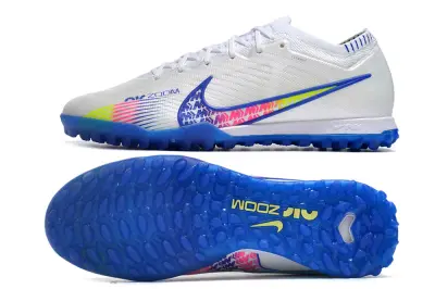 Nike Air Zoom Mercurial Vapor 15 Elite TF - White/Neon Blue/Fluorescent Yellow