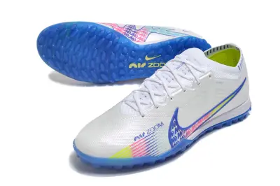 Nike Air Zoom Mercurial Vapor 15 Elite TF - White/Neon Blue/Fluorescent Yellow