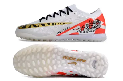 Nike Air Zoom Mercurial Vapor 15 Elite TF - White/Bright Orange/Black And Gold