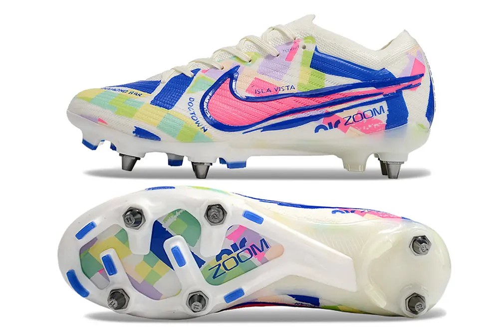 Nike Air Zoom Mercurial Vapor 15 Elite SG - White/Electric Blue/Neon Pink