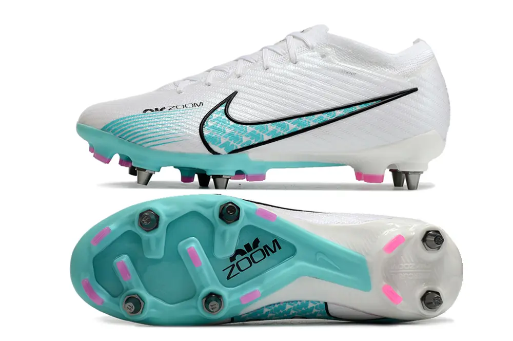 Nike Air Zoom Mercurial Vapor 15 Elite SG - White/Aqua Blue/Pink Accent