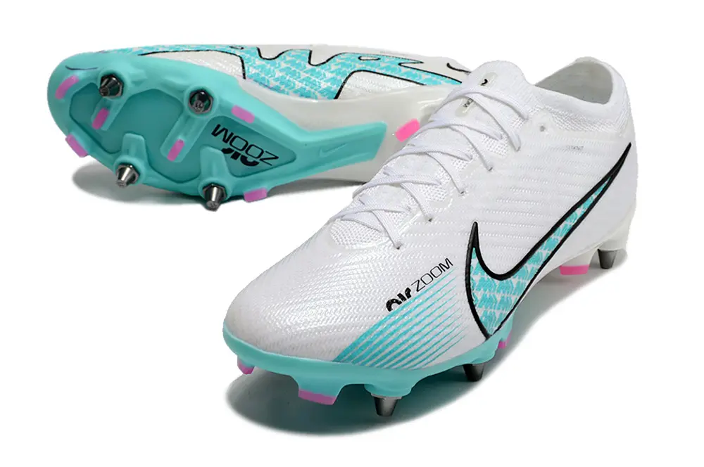 Nike Air Zoom Mercurial Vapor 15 Elite SG - White/Aqua Blue/Pink Accent