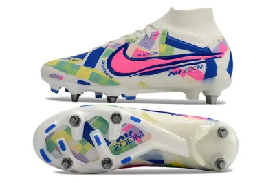 Nike Air Zoom Mercurial Superfly 9 Elite SG - White/Electric Pink/Deep Blue
