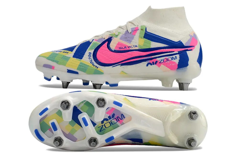 Nike Air Zoom Mercurial Superfly 9 Elite SG - White/Electric Pink/Deep Blue