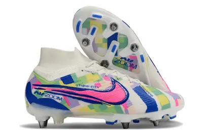 Nike Air Zoom Mercurial Superfly 9 Elite SG - White/Electric Pink/Deep Blue