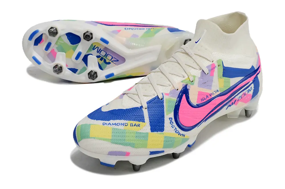 Nike Air Zoom Mercurial Superfly 9 Elite SG - White/Electric Pink/Deep Blue