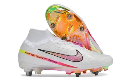 Nike Air Zoom Mercurial Superfly 9 Elite SG - White/Neon Pink/Metallic Rainbow