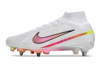 Nike Air Zoom Mercurial Superfly 9 Elite SG - White/Neon Pink/Metallic Rainbow