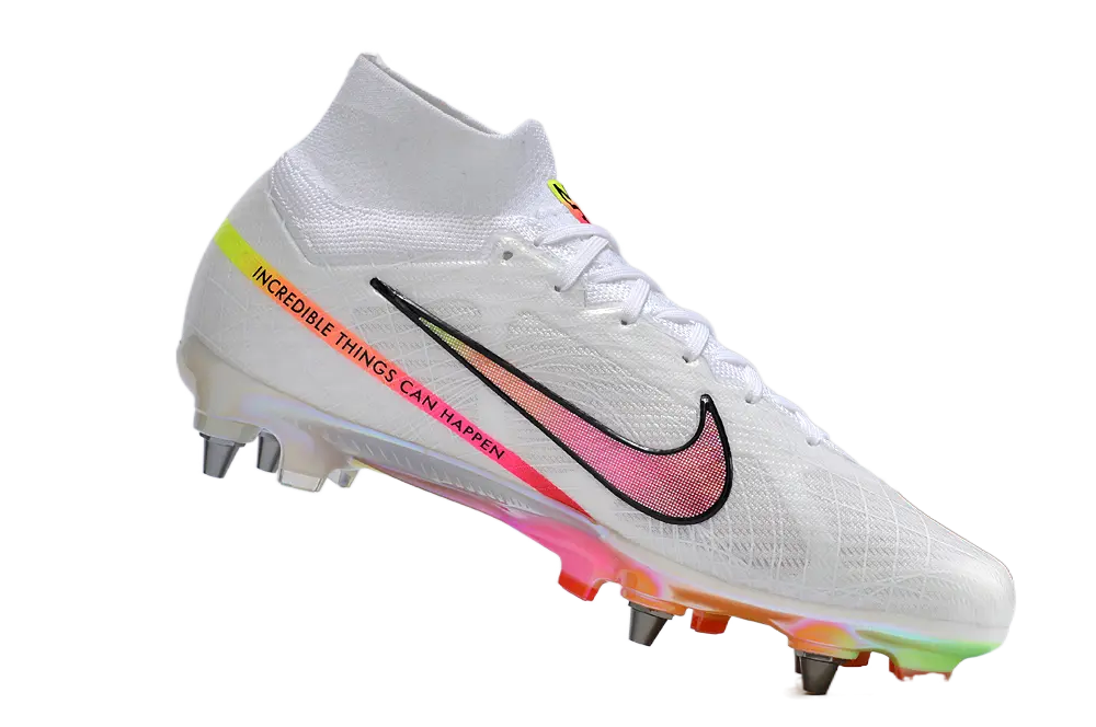 Nike Air Zoom Mercurial Superfly 9 Elite SG - White/Neon Pink/Metallic Rainbow