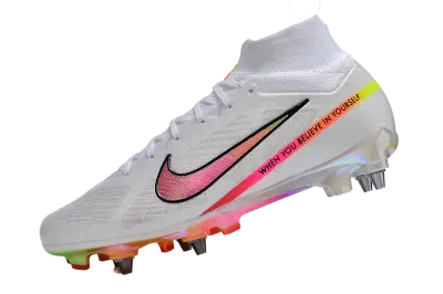 Nike Air Zoom Mercurial Superfly 9 Elite SG - White/Neon Pink/Metallic Rainbow