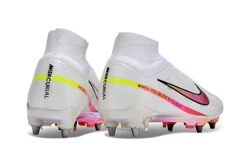 Nike Air Zoom Mercurial Superfly 9 Elite SG - White/Neon Pink/Metallic Rainbow