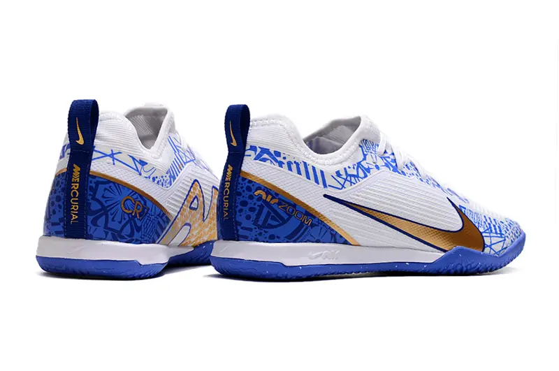 Nike Air Zoom Mercurial Vapor 15 Pro IC - White/Electric Blue/Gold Accent
