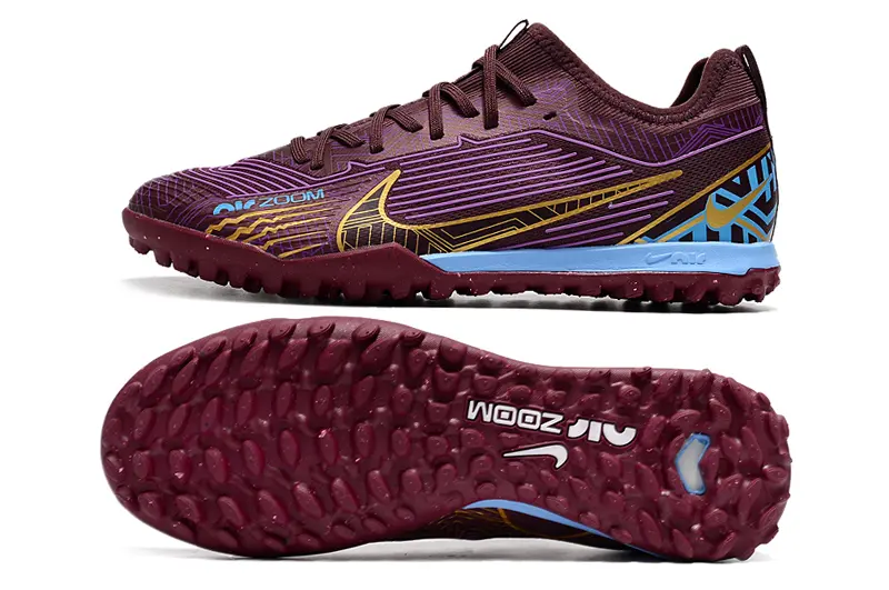 Kylian Mbappé x Nike Air Zoom Mercurial Vapor 15 Pro TF - Burgundy/Golden Yellow/Sky Blue