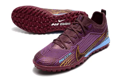 Kylian Mbappé x Nike Air Zoom Mercurial Vapor 15 Pro TF - Burgundy/Golden Yellow/Sky Blue