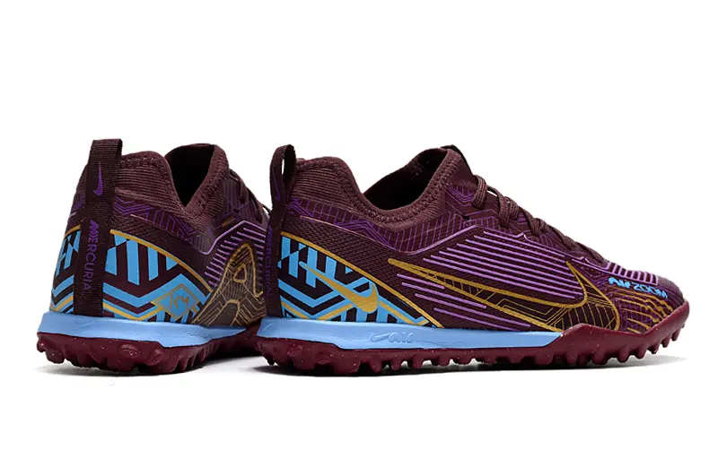 Kylian Mbappé x Nike Air Zoom Mercurial Vapor 15 Pro TF - Burgundy/Golden Yellow/Sky Blue