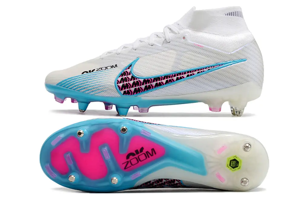 Nike Air Zoom Mercurial Superfly 9 Elite SG - White/Aqua Blue/Pink Blast