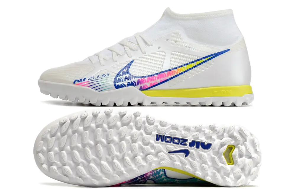 Nike Air Zoom Mercurial Superfly 9 Academy TF - White/Vivid Pink/Sunny Yellow