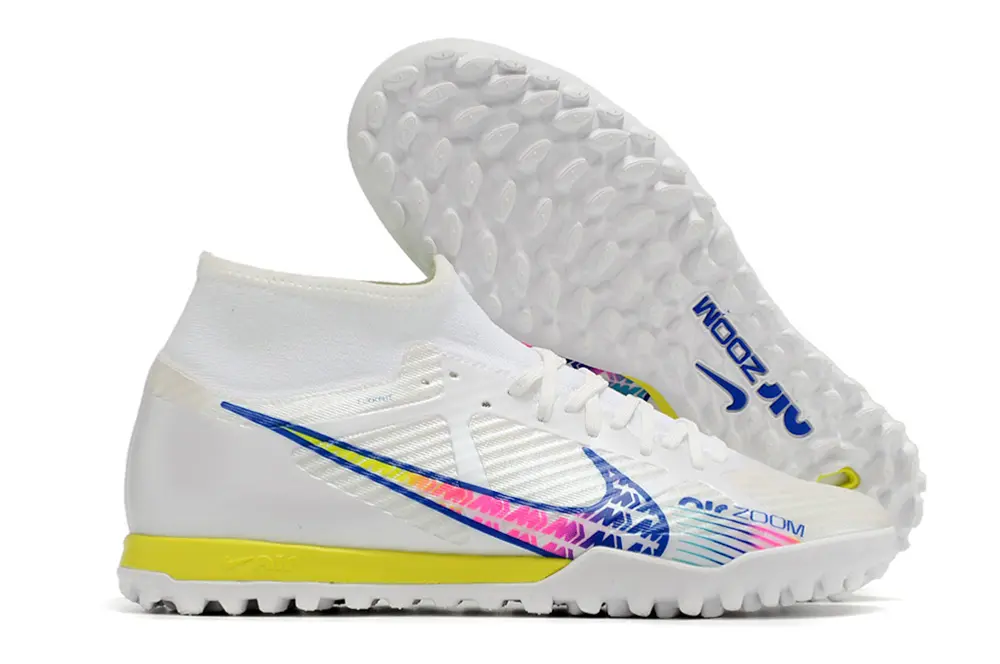 Nike Air Zoom Mercurial Superfly 9 Academy TF - White/Vivid Pink/Sunny Yellow