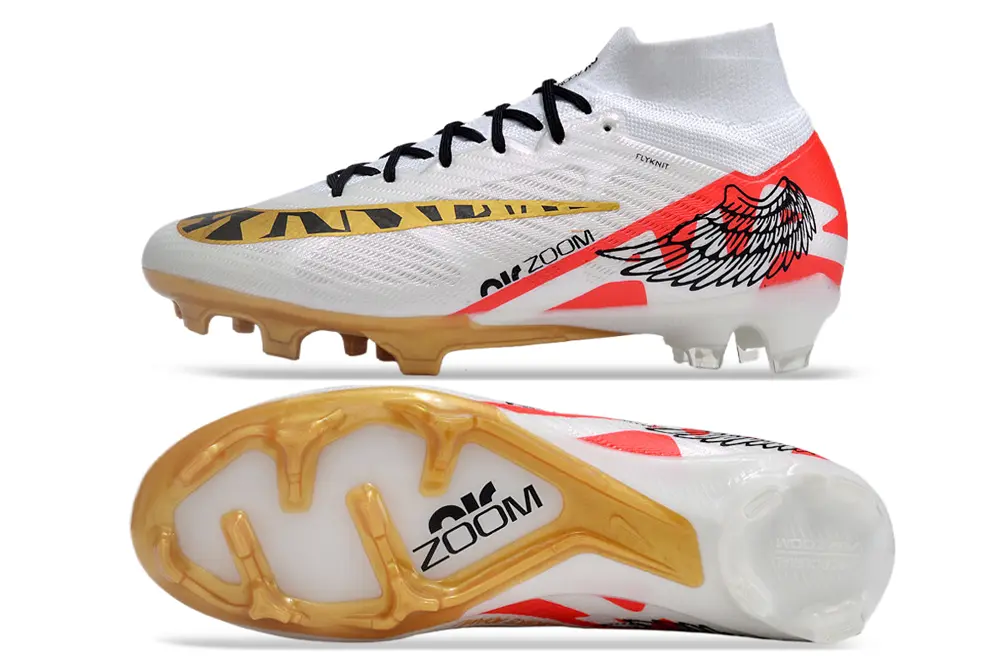 Nike Air Zoom Mercurial Superfly 9 Elite FG - White/Fiery Red/Metallic Gold