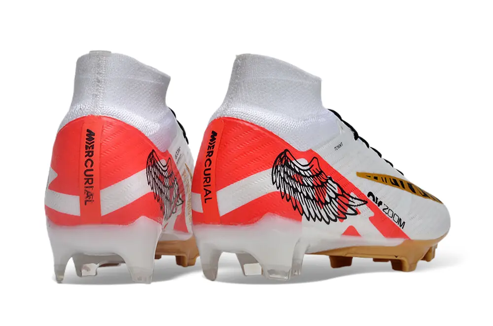 Nike Air Zoom Mercurial Superfly 9 Elite FG - White/Fiery Red/Metallic Gold