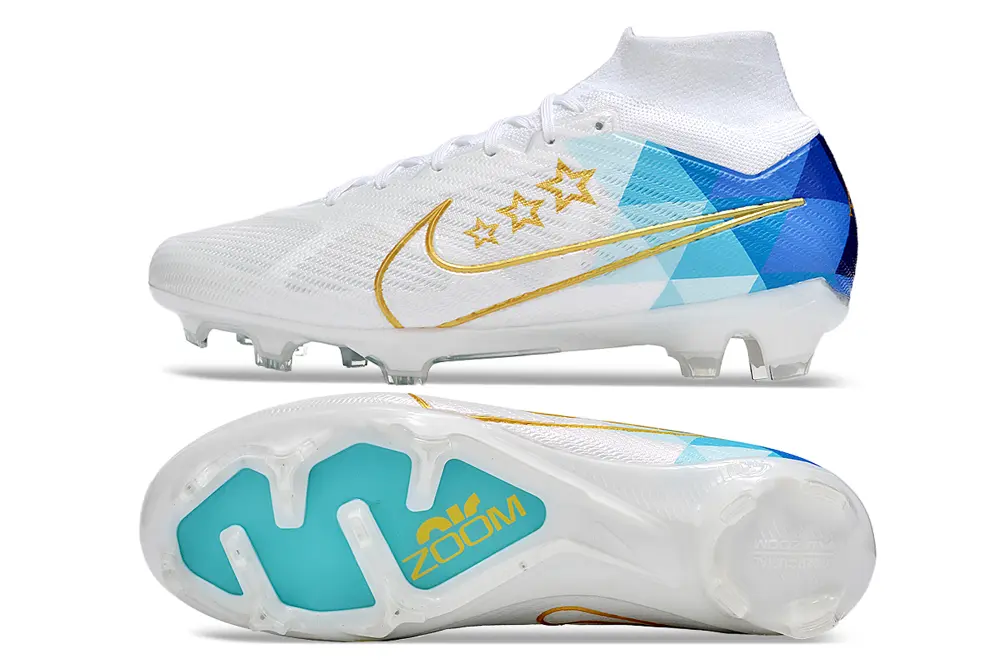 Nike Air Zoom Mercurial Superfly 9 Elite FG - White/Sky Blue/Sunny Gold