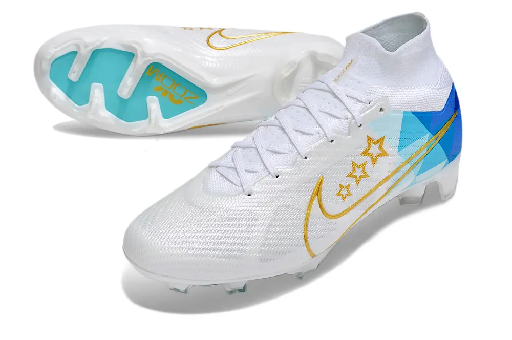 Nike Air Zoom Mercurial Superfly 9 Elite FG - White/Sky Blue/Sunny Gold