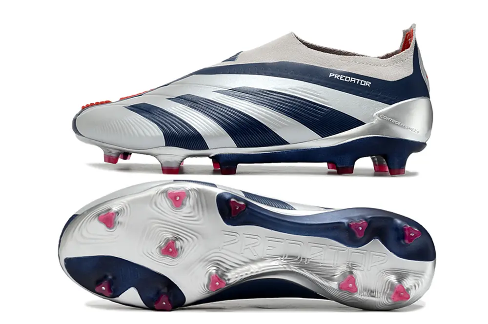 Adidas Predator Elite Laceless FG - Silver/Navy Blue/Red