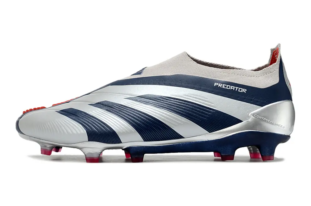 Adidas Predator Elite Laceless FG - Silver/Navy Blue/Red