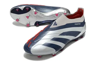 Adidas Predator Elite Laceless FG - Silver/Navy Blue/Red