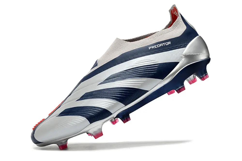 Adidas Predator Elite Laceless FG - Silver/Navy Blue/Red