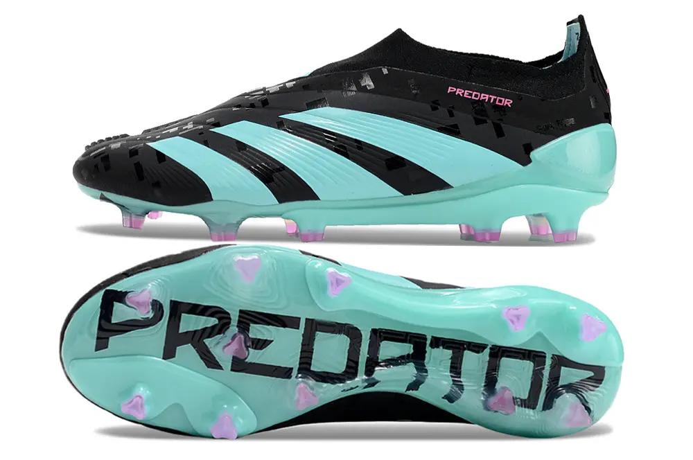 Adidas Predator Elite Laceless FG - Black/Aqua Blue/Neon Pink