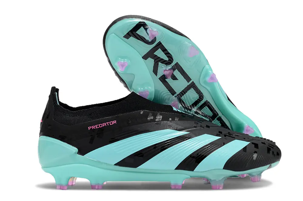 Adidas Predator Elite Laceless FG - Black/Aqua Blue/Neon Pink