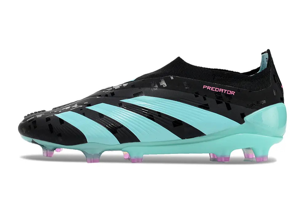Adidas Predator Elite Laceless FG - Black/Aqua Blue/Neon Pink