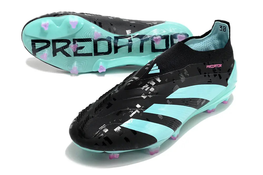 Adidas Predator Elite Laceless FG - Black/Aqua Blue/Neon Pink