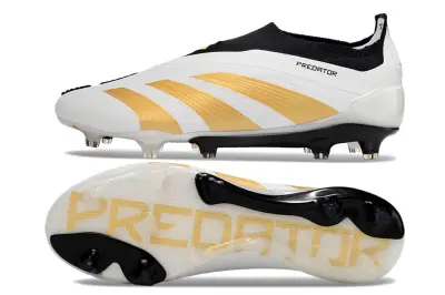 Adidas Predator Elite Laceless FG - White/Gold Accent/Black Sole