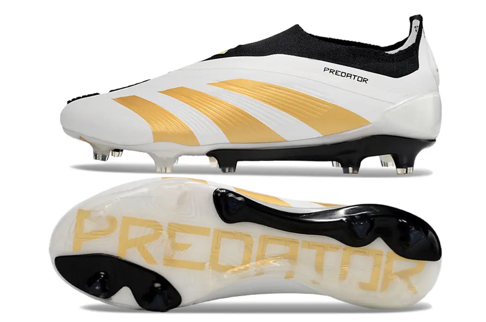 Adidas Predator Elite Laceless FG - White/Gold Accent/Black Sole