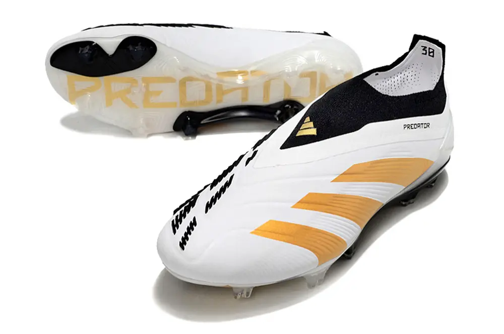 Adidas Predator Elite Laceless FG - White/Gold Accent/Black Sole