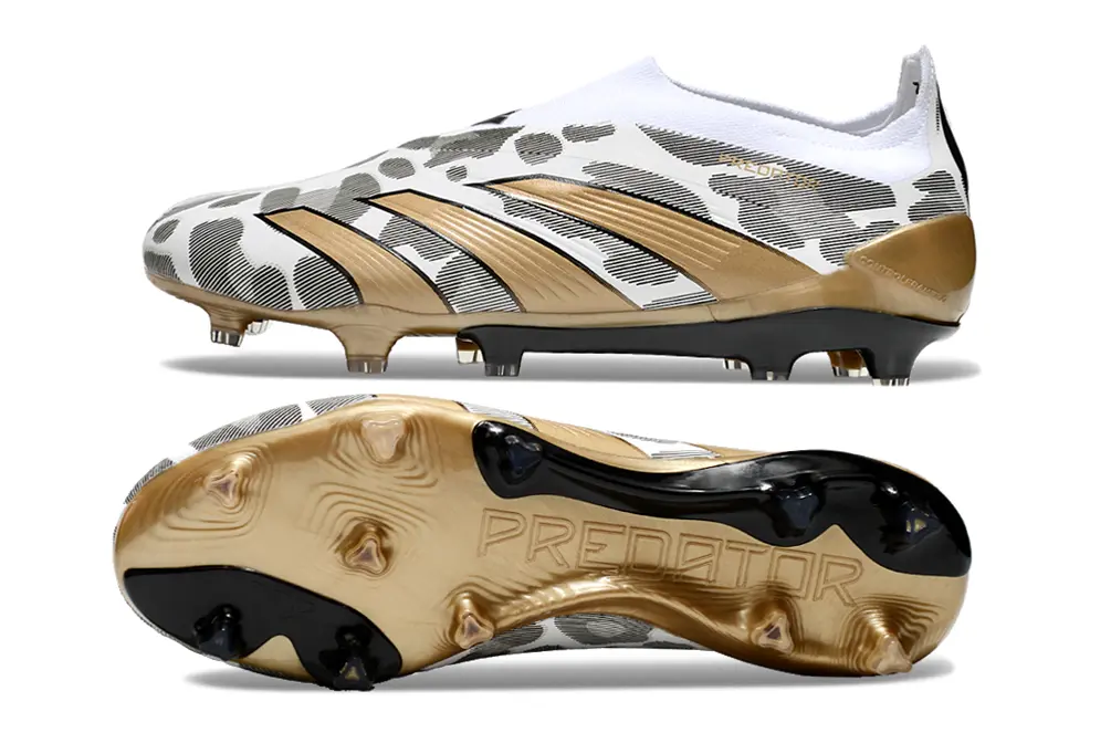 Adidas Predator Elite Laceless FG - White/Golden Accent/Grey Design