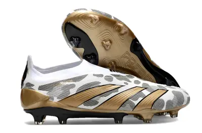 Adidas Predator Elite Laceless FG - White/Golden Accent/Grey Design