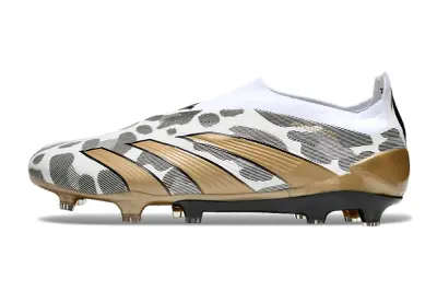 Adidas Predator Elite Laceless FG - White/Golden Accent/Grey Design