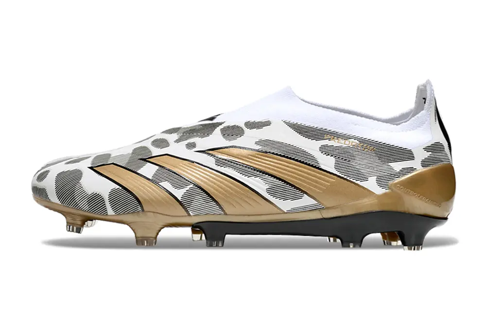 Adidas Predator Elite Laceless FG - White/Golden Accent/Grey Design