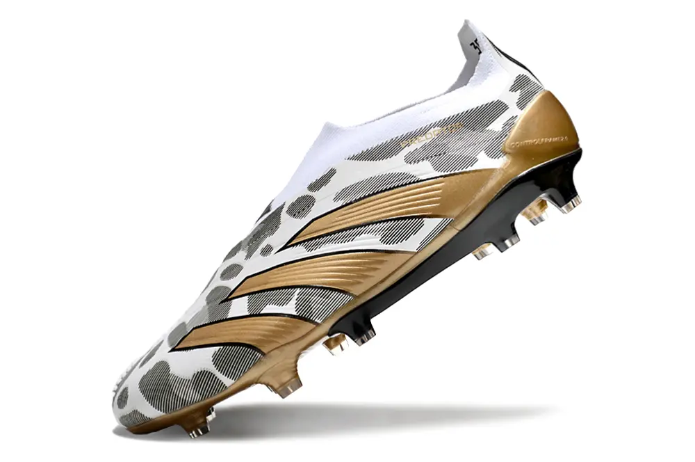 Adidas Predator Elite Laceless FG - White/Golden Accent/Grey Design