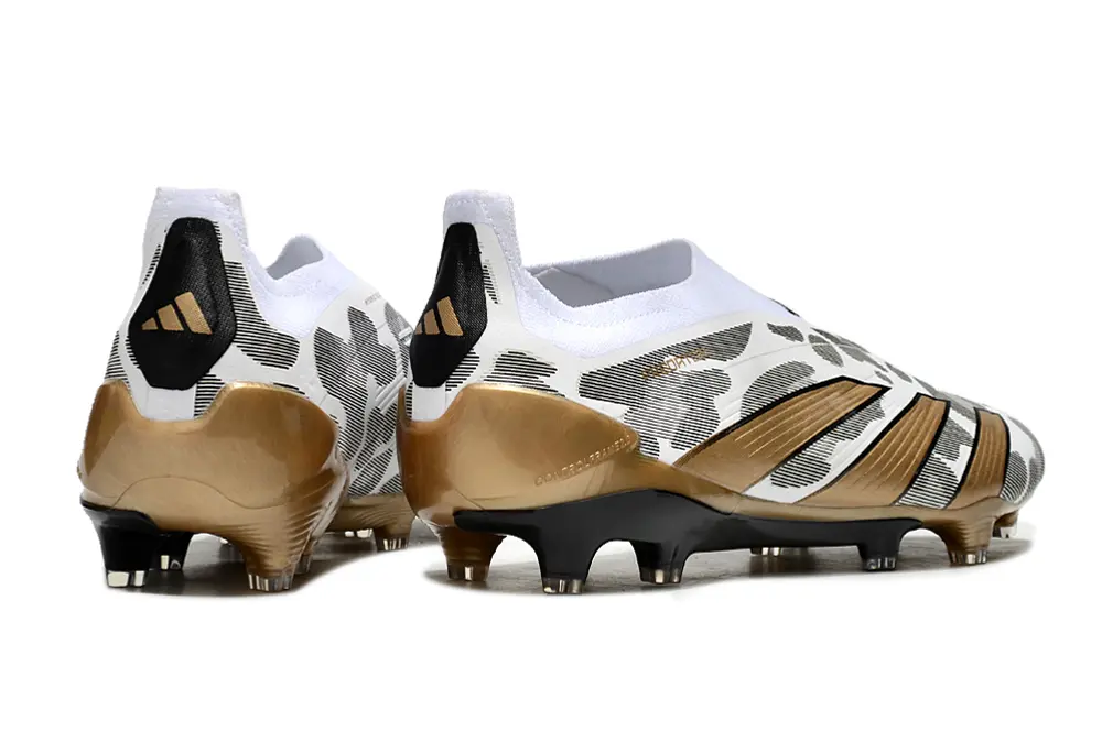 Adidas Predator Elite Laceless FG - White/Golden Accent/Grey Design