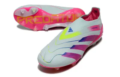Adidas Predator Elite Laceless FG - White/Neon Pink/Blue Gradient