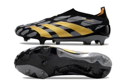Adidas Predator Elite Laceless FG - Black/Gold Black/Gray Yellow