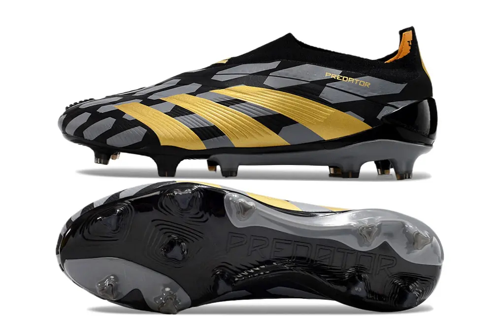 Adidas Predator Elite Laceless FG - Black/Gold Black/Gray Yellow