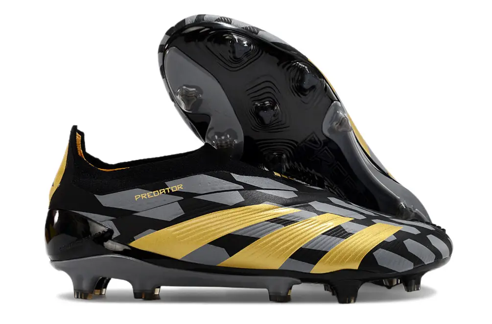 Adidas Predator Elite Laceless FG - Black/Gold Black/Gray Yellow