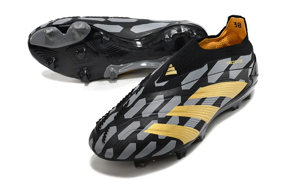 Adidas Predator Elite Laceless FG - Black/Gold Black/Gray Yellow