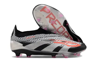 Adidas Predator Elite Laceless FG - Black/Vibrant Orange/Metallic Silver